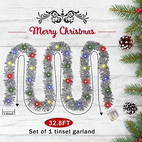 32.8 Ft Christmas Prelit Tinsel Garlands