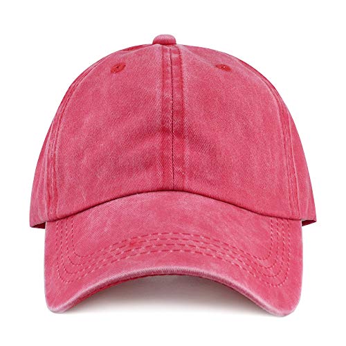 Unisex Baseball Cap Adjustable Washed Dyed Cotton Ball Hat (One Size)