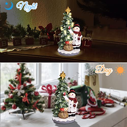 Resin Christmas Tree w/ Snowman, Tabletop Decoration