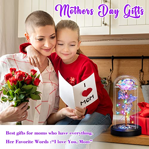 I Love You Mom Galaxy Roses Gifts in Glass Dome for Mothers Day/Birthday