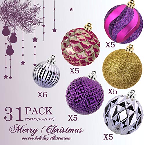 31pcs 2.75in & 1.97in Shatterproof  Balls for  Christmas Decoration