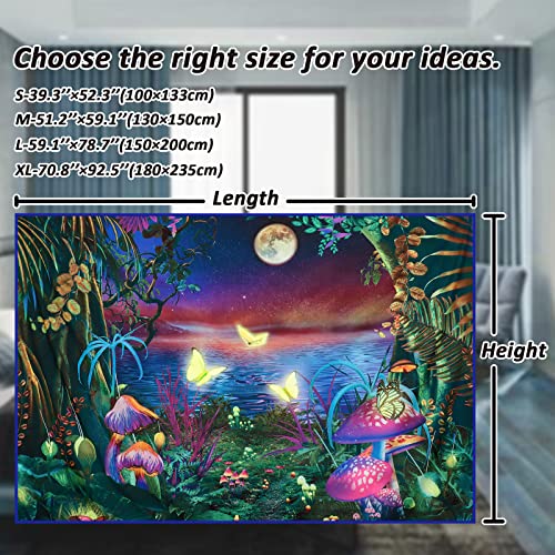 Extra Large Blacklight Fantasy Forest Tapestry