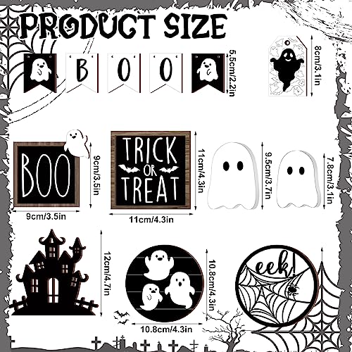 15 Pcs Halloween Tiered Tray  Set Cute  Wooden Signs Farmhouse Rustic