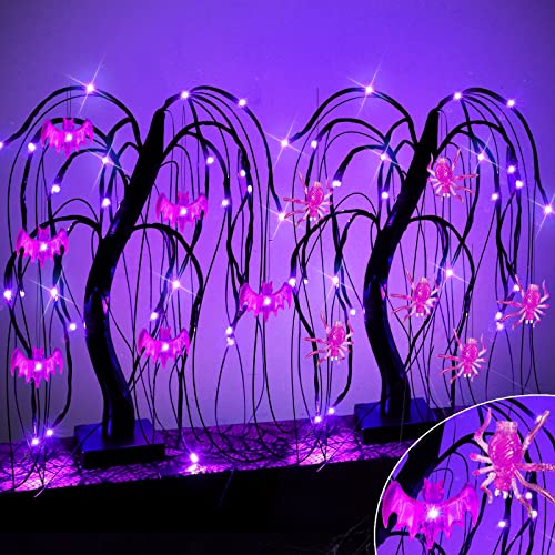 2 Pack Lighted Halloween Willow Tree Decoration w/ Timer