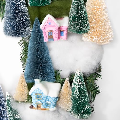 Christmas Wreaths for Front Door - 16 Inch Xmas Village Wreath - Holiday Decor for Home Wall Window