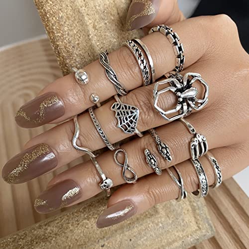 Vintage Silver Knuckle Rings Set for Women