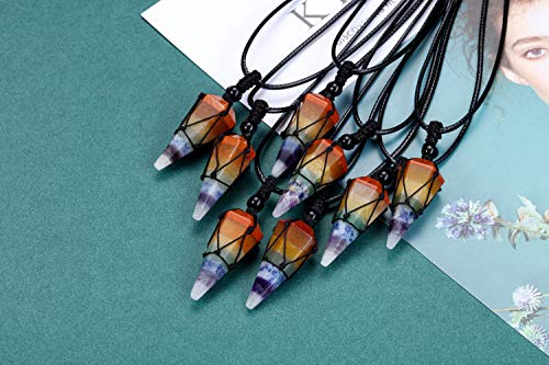 Healing Crystal GemStone Pointed Pendant Necklaces for Men/Women