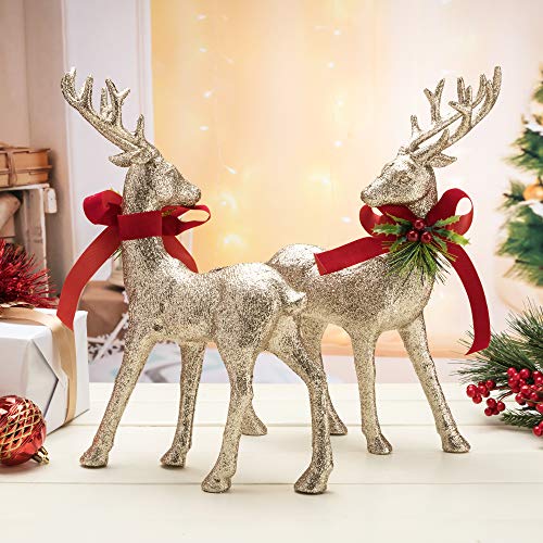 2 Pcs Glitter Reindeer Christmas Decoration