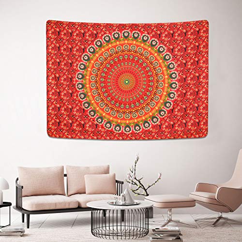 Bohemian Mandala Psychedelic Peacock Boho Tapestry