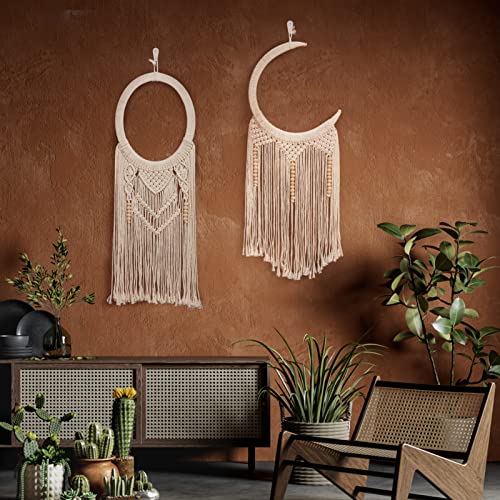 Set of 2 Macrame Moon Wall Hanging Decoration