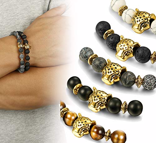 10 Pcs Lava Rock Stone Bead Bracelet Set Adjustable 8MM