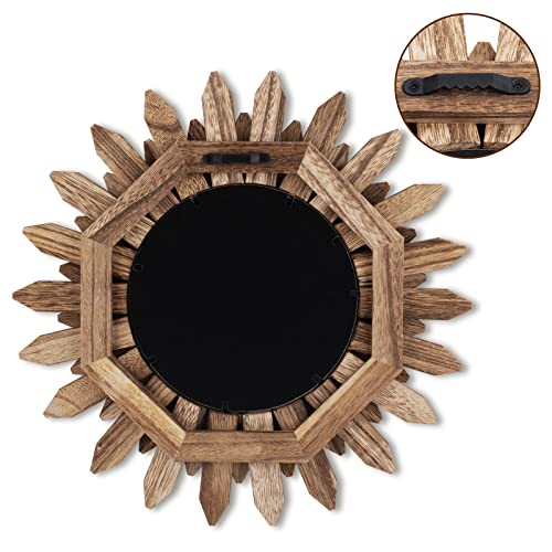 Wall Mirror Decorative 12.3 inch Rustic Wood