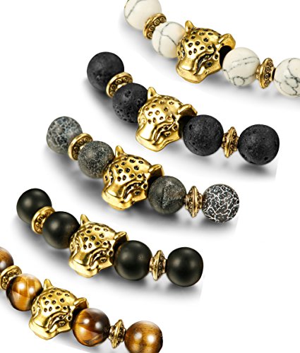 10 Pcs Lava Rock Stone Bead Bracelet Set Adjustable 8MM