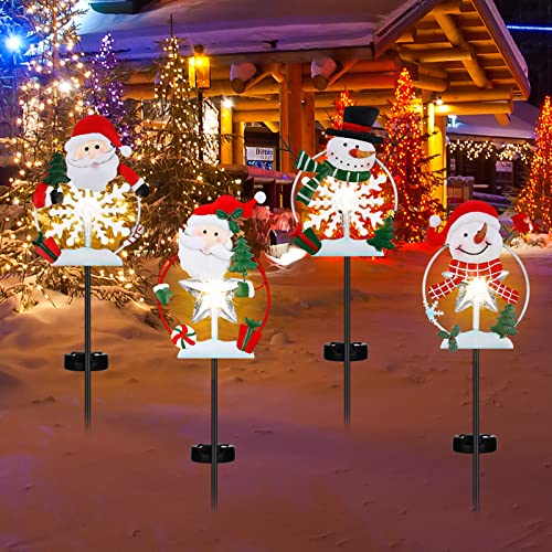 4 Pack Christmas Metal Lights Stakes Decoration