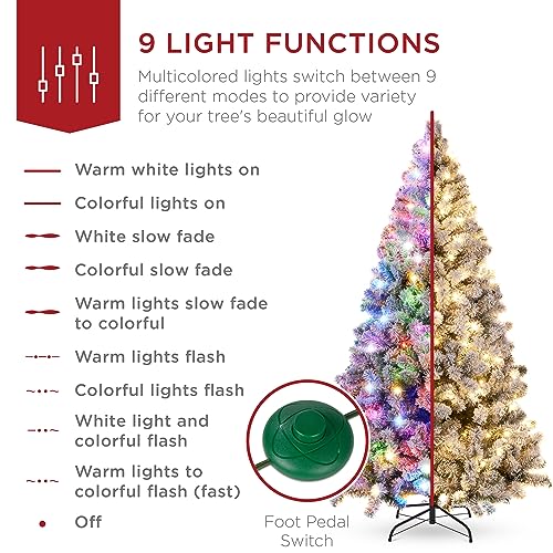 s 4.5ft Pre-Lit Christmas Tree Artificial Snow Flocked Pine Tree for Home, Office, Party Decoration