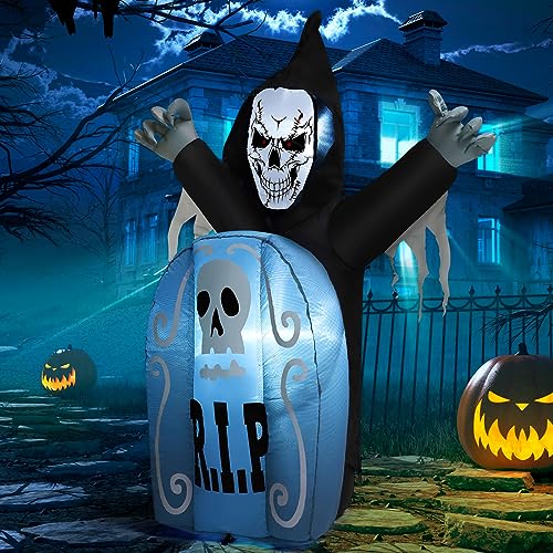 Halloween Inflatables Ghost Outdoor Decorations Blow Up Yard with Built-in LEDs