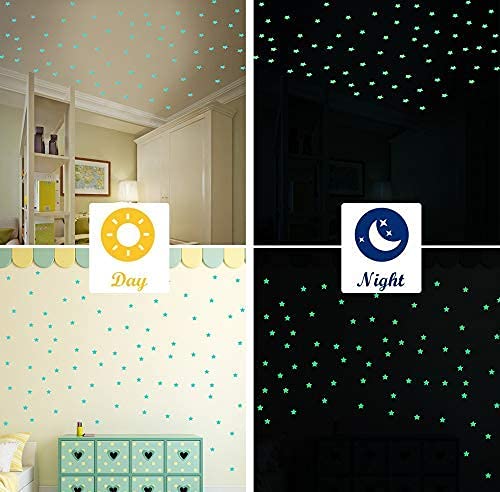 100 Pcs Glow in The Dark Luminous Stars Fluorescent Noctilucent Plastic Wall Stickers