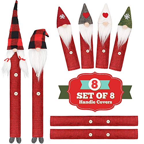 Set of 8 Gnome Christmas Refrigerator Handle Covers