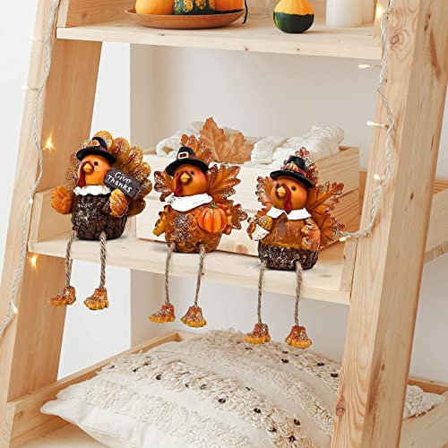 3 Pcs Resin Thanksgiving Turkey Tabletop Centerpieces