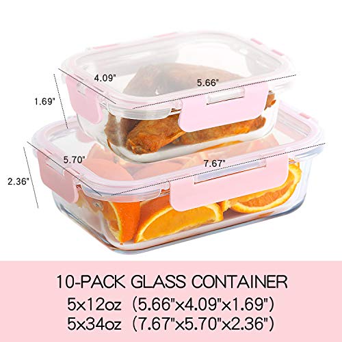 [10-Pack] Glass Food Storage Containers