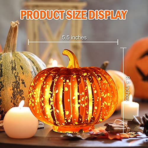 Halloween / Thanksgiving Decoration Mercury Glass  Pumpkin w/ Light