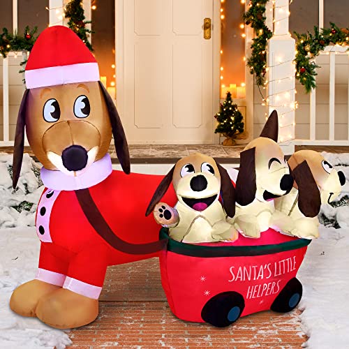 5 FT Christmas Puppy Inflatable with Built-in LEDs