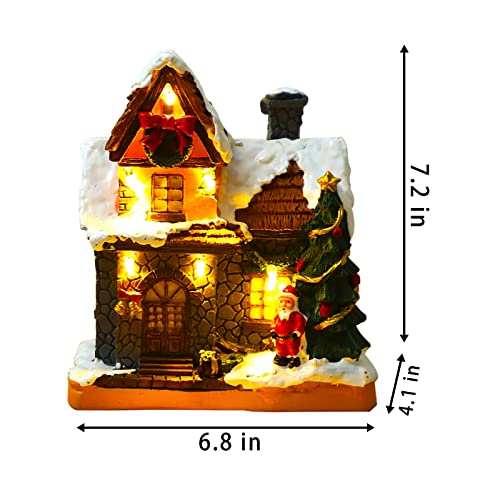 Christmas Village Houses, w/ Colored Lights Battery Operated