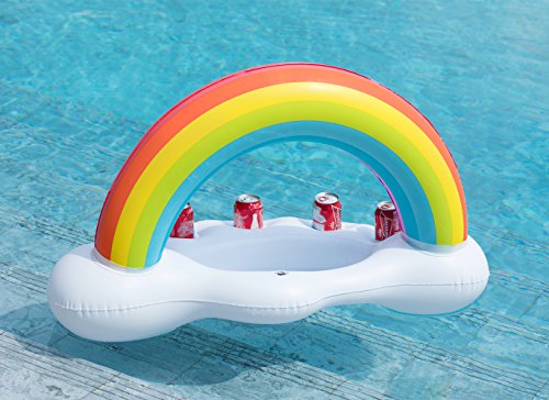 Inflatable Rainbow Cloud Drink Holder for Pool Float Party