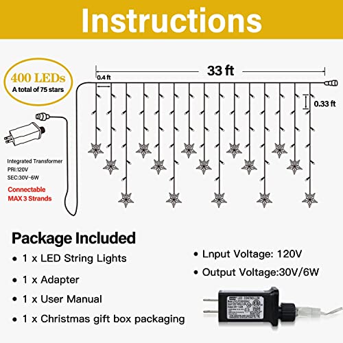 Curtain Lights for Decorations, 10 Ft Connectable String Lights with 8 Twinkle Modes Led Fairy Lights