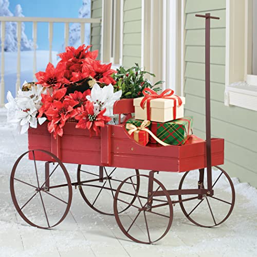 Wagon Decorative Garden Backyard Planter, Red