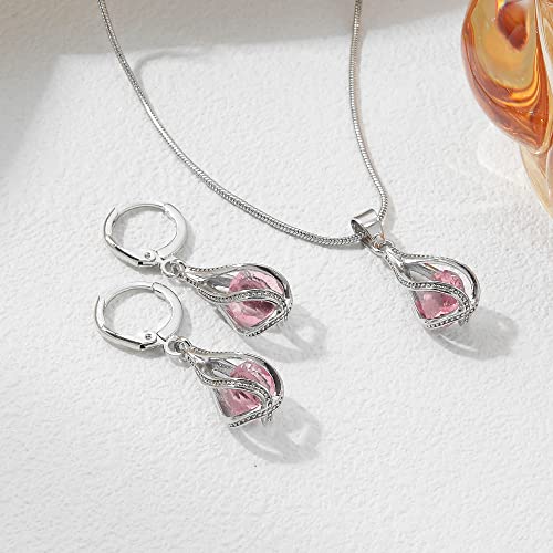 Silver Jewelry Sets for women  Crystal Bridal Accessories Necklace Earrings