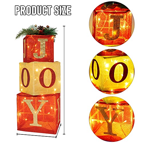 Set of 3 Christmas Lighted Gift Boxes Decoration