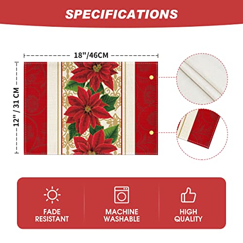 Poinsettia Red Christmas Placemats/ Table Runner