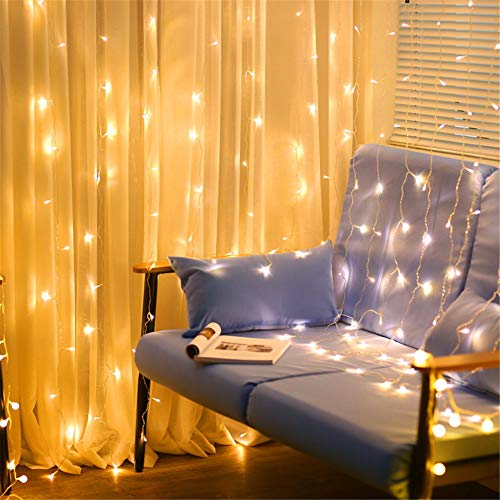 304 LED Curtain String Lights, 9.8 x 9.8 ft, 8 Modes Plug in w/ Remote