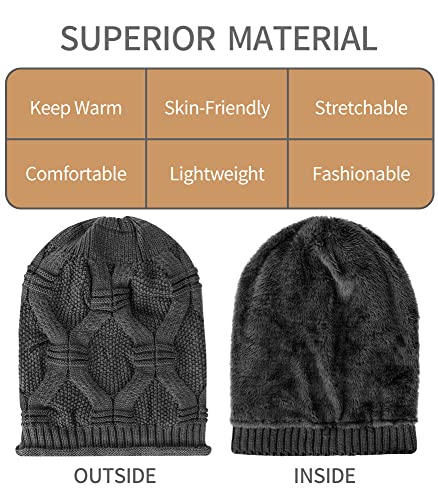 2 Pack Slouchy Beanie Winter Knit Soft Hat for Women/Men