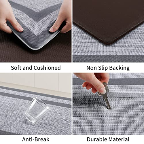 Kitchen Mat [2 PCS] Cushioned Anti-Fatigue Kitchen Rugs Non-Skid Waterproof