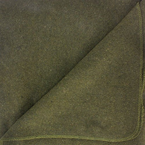 Olive Drab Green Warm Wool Fire Retardant Blanket, 66" x 90" (80% Wool)-US Military Style