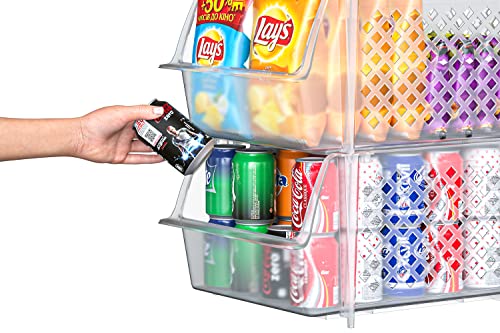 Plastic Stackable Storage Bins for Pantry - 4-Pack