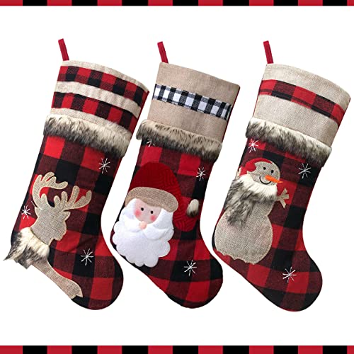 Christmas Stockings Buffalo Red Plaid w/ Soft Faux Fur