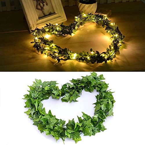 12 Pack Fake Vines for Room Decor with 100 LED String Light Artificial Ivy Garland Hanging Plants Faux Greenery