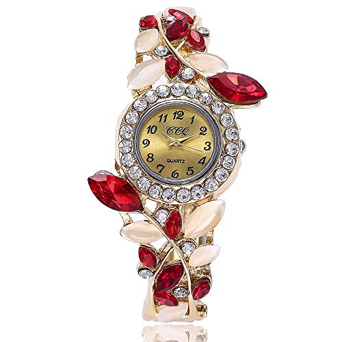 5 Pack Luxury Watch Bracelet Diamond Flower Lady Retro Wrist Watch