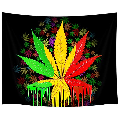 Psychedelic Rasta Tie Dye Special Plant Trippy Tapestry (60" W X 40" H)