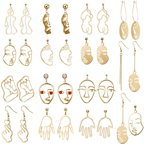 15 Pairs Face Abstract Art Earrings for Women