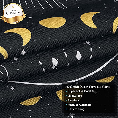 Skull Tapestry Moon Phase Tapestry Stars Starry  Black Skeleton Tapestry Butterflies Tapestry