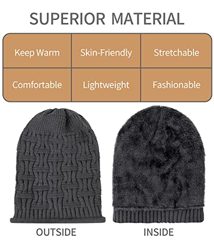 2 Pack Slouchy Beanie Winter Knit Soft Hat for Women/Men