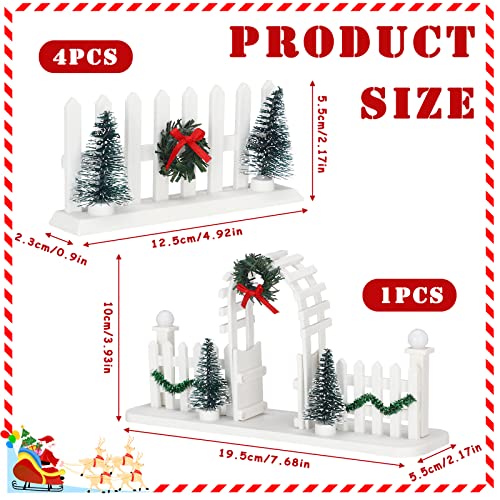 5 Pcs Christmas Village w/ Decorative Fences Entry Gate