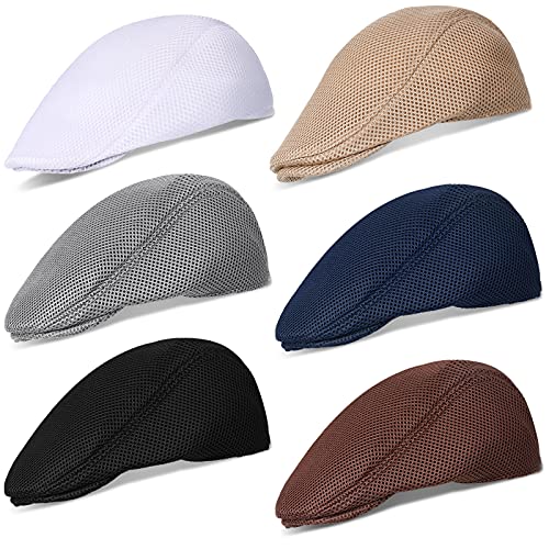 6 Pcs Men's Mesh Flat Cap Breathable Newsboy Hat