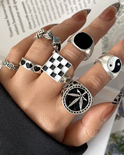 Vintage Silver Open Punk Rings for Men Women