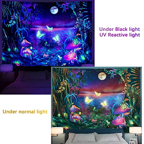 Extra Large Blacklight Fantasy Forest Tapestry