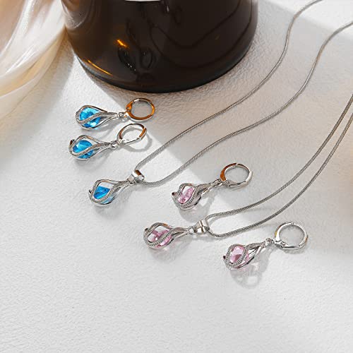 Silver Jewelry Sets for women  Crystal Bridal Accessories Necklace Earrings